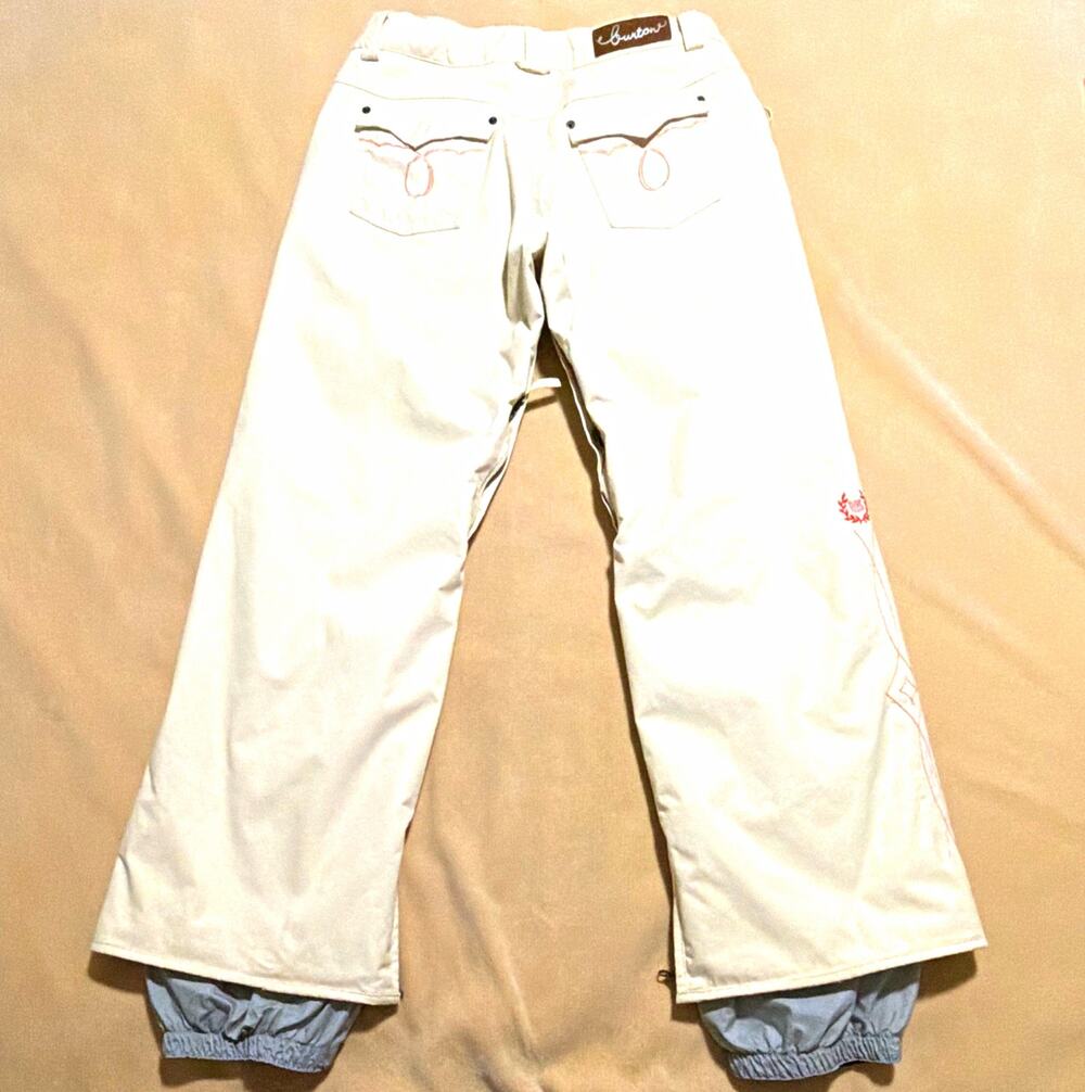 Burton Y2K Women's Dryride White/Gray Solid Snow Pants w/ Gaiters Ski Snowboard